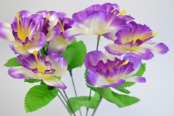 ИЗКУСТВЕНО цвете, букет орхидеи 5 цвята 29 см. със зеленина (12 бр. в стек, микс)(Промоция- при покупка над 36 бр. базова цена 1,28 лв.)