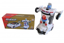 детска играчка от пластмаса, музикален, светещ, движещ се автомобил- трансформер BMW / робот 23х11х7 см. 388-20