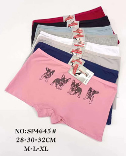 боксерки, дамски M/L/XL памук и еластан 5 разцветки 4645 (12 бр. в стек)