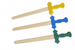 дървена играчка, меч с цветна дръжка 53,5х12см