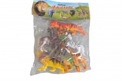гумени играчки, диви животни в плик 6 бр. и аксесоари 15х21 см. (R8)