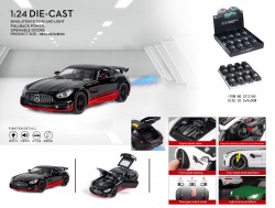 метална количка Mercedes 1/24 отваря 4 врати и пуши 20х9х4 см. (8 бр. в кутия)