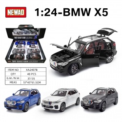 метална количка BMW X5 1/24 отваря 6 врати, музикална, светеща (8 бр. в кутия)