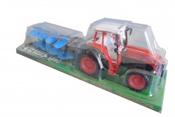 детска играчка, трактор с ремарке  от пластмаса в P.V.C. опаковка 28х9х11 см. 0488-3