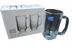 стъклени халби за бира 400 ml. 2 бр. гладка
