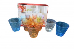 изделие от стъкло, чаши 6 бр. за сок и др.300мл 6,8х14 см. кафяво стъкло, цветна кутия 94 (12 комплекта в кашон)