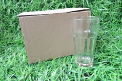 изделие от стъкло, чаши 6 бр. на квадрати за безалкохолно, кафяво стъкло 14х7 см. цветна кутия (8 комплекта в кашон)