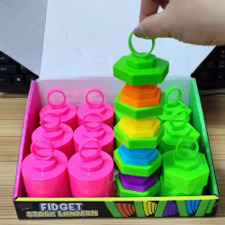 ДЕТСКА играчка от пластмаса 19,5 см. Fidget stacl Lantern 2 цвята в кутия 22х10х16 см. (Промоция- при покупка над 2 кутии 24 бр. базова цена 2,20 лв.)