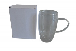 ИЗДЕЛИЕ  от стъкло, чаша, двустенна с дръжка 450 ml. 14х8 см. ZY-60B (Промоция- при покупка над 6 бр.базова цена 5,50 лв.)