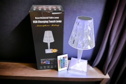 нощна лампа, сменя цвят с дистанционно, висока 21х18 см. USB Tap C (пола плуфон)