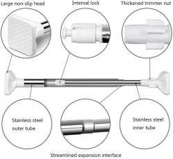 за банята, релса за завеса, стомана, широка стъпка 70-120 см.