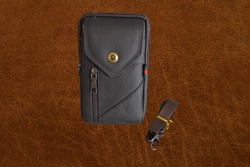 чанта за врат или колан, телешка кожа 4 джоба 20х12х6 см. К4 (10 бр. в стек)
