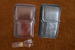 чанта за врат или колан, телешка кожа 4 джоба 20х12х6 см. D1 (10 бр. в стек 1 разцветка)