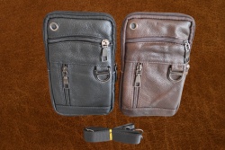 чанта за врат или колан, телешка кожа 4 джоба 20х12х6 см. K7 (10 бр. в стек 1 разцветка)