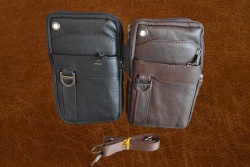чанта за врат или колан, телешка кожа 4 джоба 20х12х6 см. K8