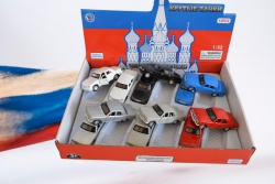 метална количка, Волга музикална, светреща, отваря 2 врати 11,5х4,5х5 см 1/36 YX1821-1822 (12 бр. в кутия 3 цвята)(R8)