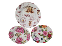 ПЛАСТМАСОВА чиния, покрита с цветя 23 см. SG465 (Промоция- при покупка над 30 бр. базова цена 0,35 euro)