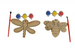 дървена играчка, фигурка, насекомо за оцветяване, магнит  7х9 см. с боички (8 модела)(12 бр. в стек, еднакви)