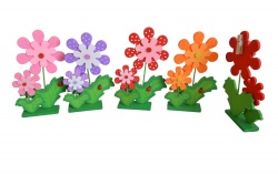 дървена играчка, визитник, цвете 17х7,5х3,5 см. (4 разцветки)