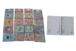 тефтери, детски 4 бр. 4,5х7,5 см. 40 листа, спирала (12 бр. в стек)