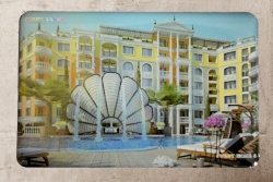 сувенир MDF морски дизайн, риба, цветна с надпис Sunny Beach 27,5х9 см.(6 бр. в кутия)