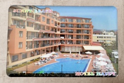 морски сувенир, платноходка от полеризин M.D.F. и мрежа 11х3х17 см. Sunny beach (4 бр. в кутия)(R4)