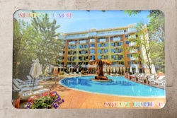 сувенир, магнитнa пластикa SUNNY BEACH Hotel Hrizantema двуизмерен 8,5х5,5 см. (R4)
