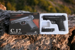 МЕАЛЕН пистолет в кутия C43 Glock 14,5x13,5 см. със заглушител (Промоция- при покупка на 48 бр. в кашон, базова цена 15,00 лв.)