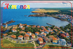 сувенир MDF морски дизайн, риба, цветна с надпис Ahtopol 27,5х9 см.(6 бр. в кутия)
