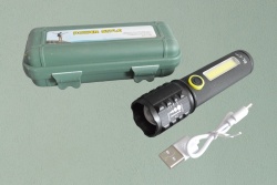 фенер, двустранен със зуум COB заряден USB 12,5 см. камуфлаж, пластмасова кутия BL-C71 (60 бр. в кутия)  (R3)