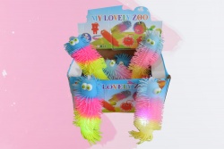 детска играчка, силиконова, дълга с очички, висяща, цветна 19х6 см. светеща (12 бр. в кутия) (R3)