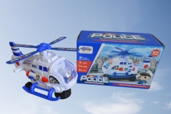 детска играчка от пластмаса, хеликоптер, полицейски, музикален, светещ, движещ се 18,5х11,5х9 см. в кутия 777-27