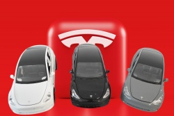 метална количка 1/32 Tesla модел 3 музикална, отваря 4 врати 15х5,5 см. (12 бр. в кутия) VB32751