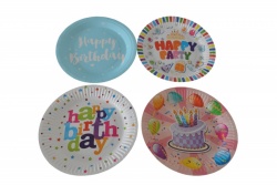 парти украса, надпис happy birthday златисти букви 16х11 см.(10 бр. в стек, еднакви)