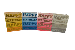 подаръчна торбичка Happy Birthday 32х26х10 см. (12 бр. в стек, микс 4 модела)