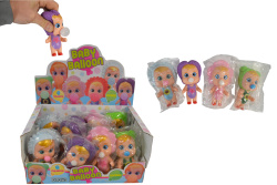 гумена играчка, бебе, като го стиснеш, надува балонче 12 см. (12 бр. в стек 4 цвята)