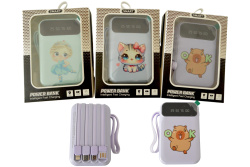 аксесоар за телефон и други Power bank с вградени кабели 3 в1 Tap C , mikro, Iphone 4800 mah детски дизайн