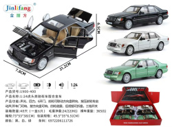 метален автомобил 1/24 отваря врати, музикален Mercedes ретро (6 бр. в кутия)