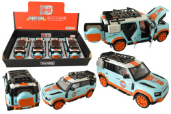метален автомобил 1/18 отваря врати музикален, Defender (4 бр. в кутия)