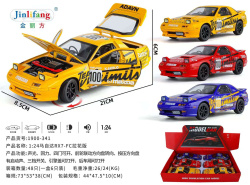 метален автомобил 1/24 отваря 4 врати, вдига фарове, музикален Pandem Mazda RX-7 FC3S.  цветна (6 бр. в кутия)