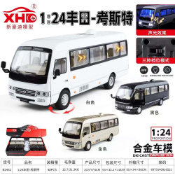 метален автобус 1/24 отваря 3 врати, отваря 2 прозореца, музикаленToyota Coaster, от Xinhaodi Model.    (6 бр. в кутия)
