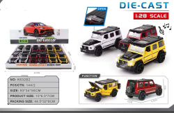 метална количка 1/28 Mercedes G -class 3 модела, отваря 2 врати, музикална (12 бр. в кутия)K632B2