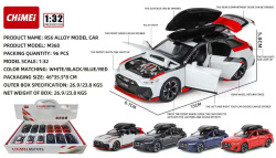 метална количка 1/32 Audi RS6 3 модела, отваря 2 врати, музикална (12 бр. в кутия)M368