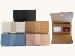 портмоне, дамско, двустранно отваряне, магнитно копче P.U. (12 бр. в стек, микс) F086