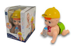 детска играчка от пластмаса, бебе пълзящо, музикално, светещо в кутия 13х14х10 см. 531