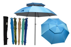 плажен чадър 98 см. радиус (176 см.  диаметър) UV защита, пружина, спици, фибростъкло, двойно повдигащ въздуховод 5 цвята, без възможност за търговски отстъпки (10 бр. в кашон)