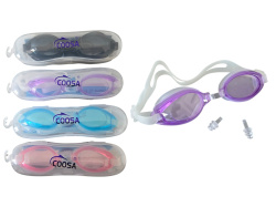 плувни очила с тапи в пластмасова кутия 7008 (24 бр. в стек)